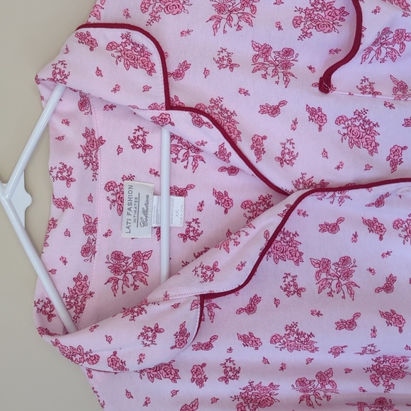 Lati Fashions Floral Piping Two Piece Pajama Set XXL Pink - Picture 8 of 16